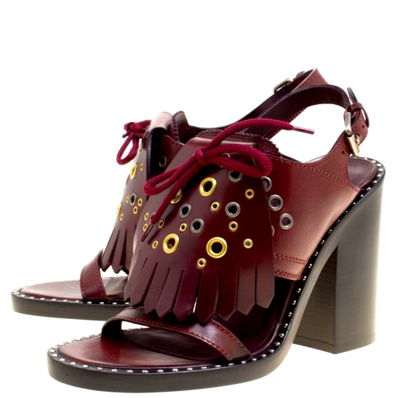 Burberry Leather Fringe Tassel Eyelet Stud Sandals - Picture 3 of 13